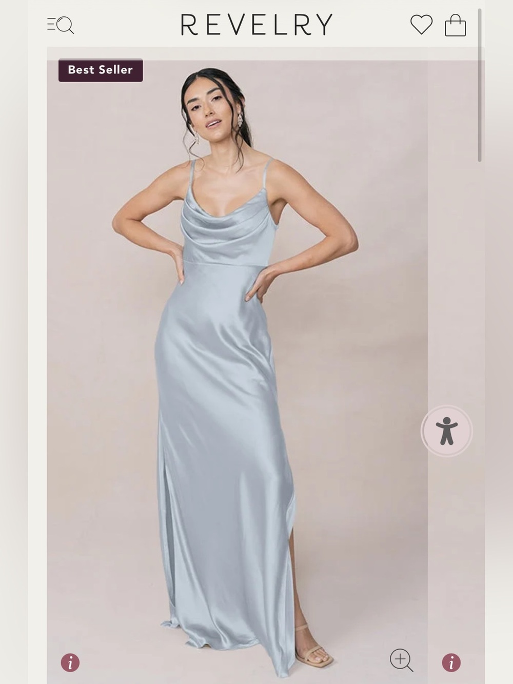 Revelry Satin Cowl Slip Maxi Dress - Light Blue